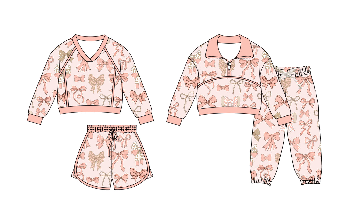 25.11.29 custom each style moq 5 eta 6-8week Sibling Sisters bow baby girl long sleeve pants sets and skirts sets match family design