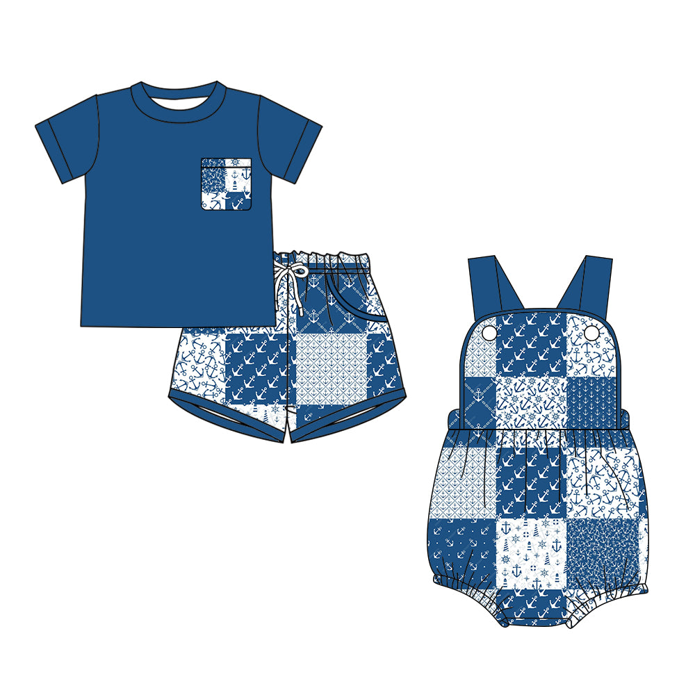 26.1.6 custom each style moq 5 eta 6-8week Sibling Sister baby boy short sleeve shorts sets and romper match design