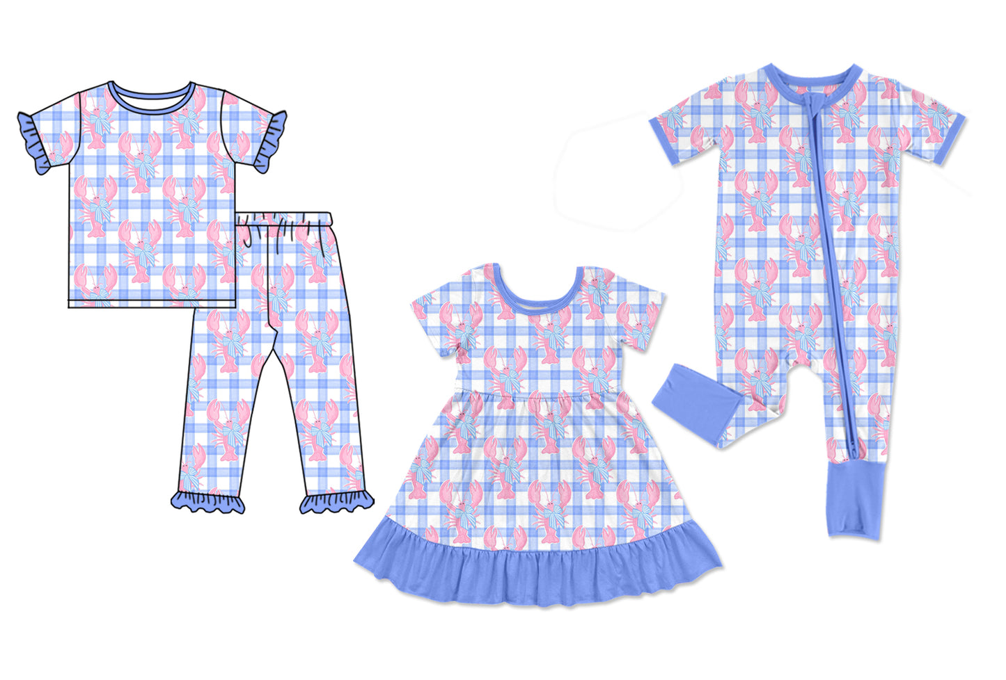 25.12.4 custom each style moq 5 eta 6-8week Sibling Sisters lobster bow baby girl short sleeve pants sets and dress and rompers match family design