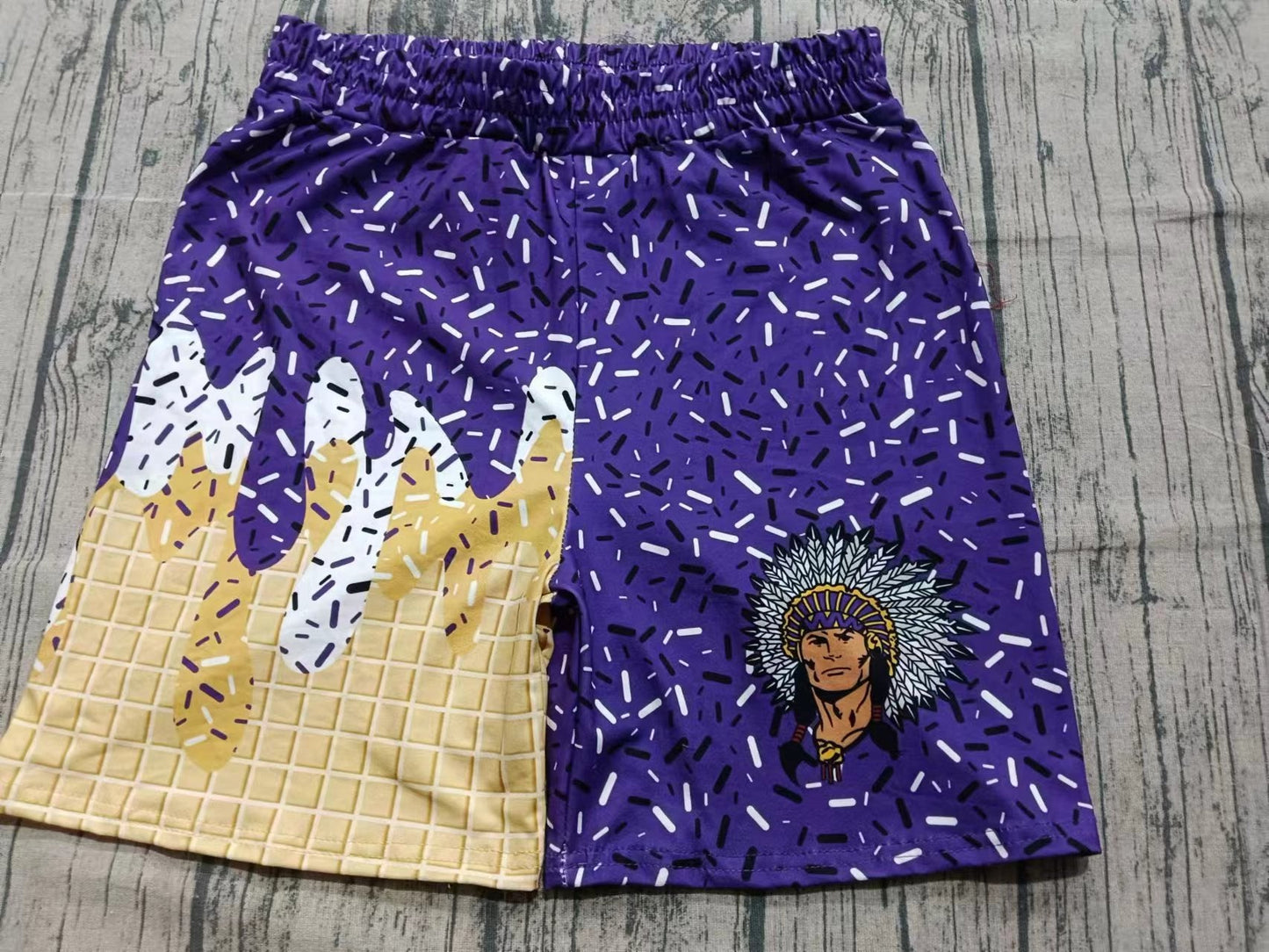 Custom moq 8 eta 6-8weeks kids clothes team Beach purple Summer Shorts-25.9.26