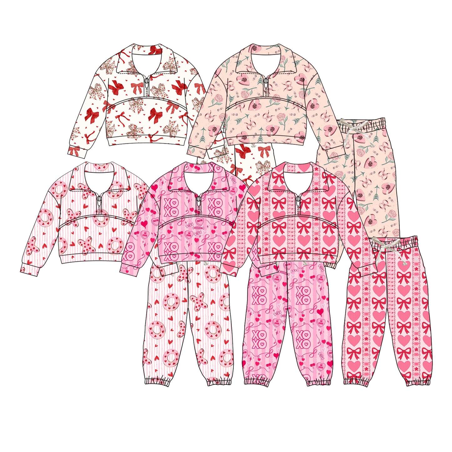 25.11.28 custom each style moq 5 eta 6-8week Sibling Sisters bow love baby girl clothes long sleeve pants sets 5 match family design