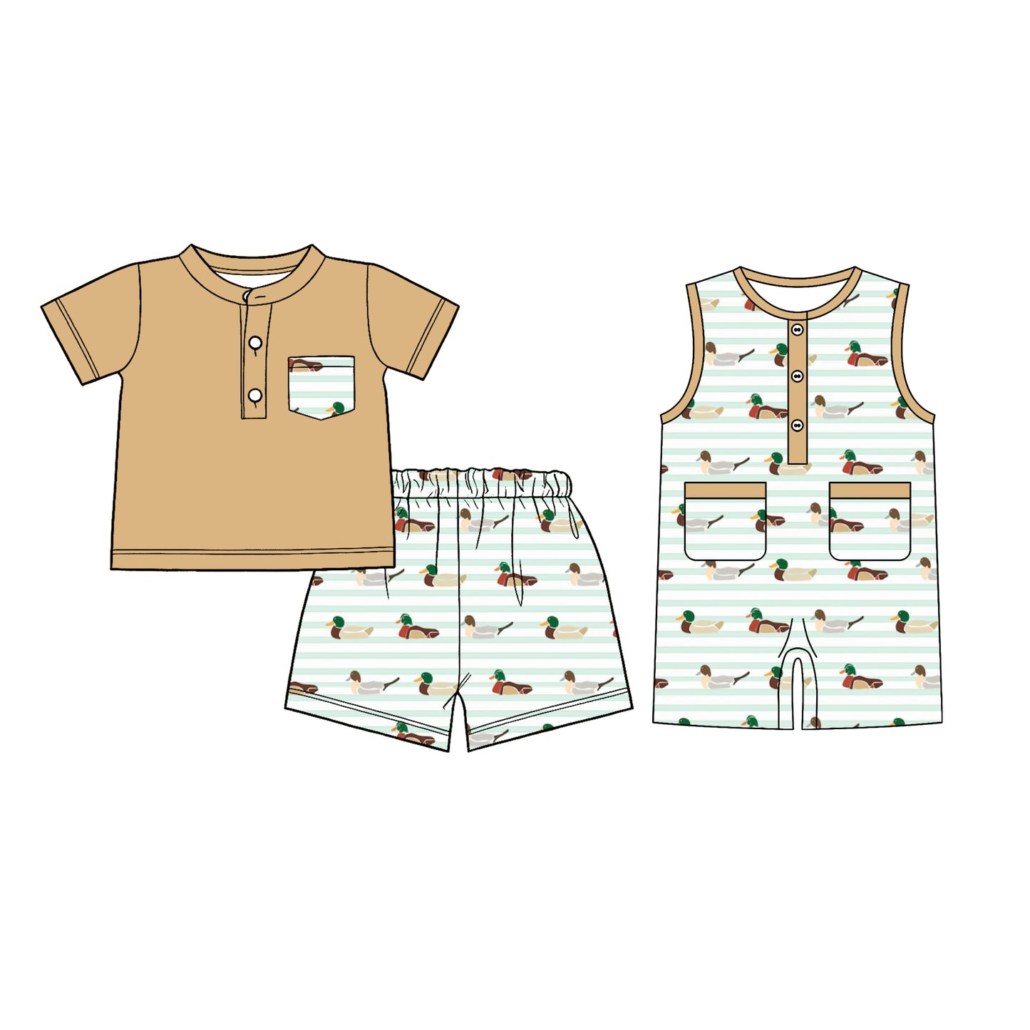 26.1.5 custom each style moq 5 eta 6-8week Sibling Sister duck baby boy short sleeve shorts sets and romper match design