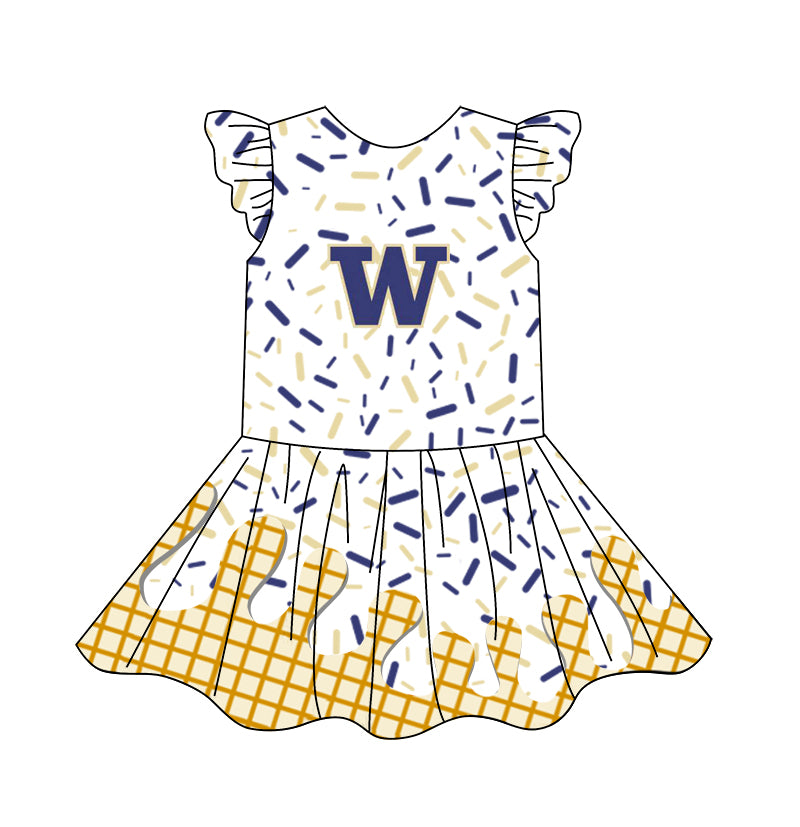 custom moq 3 eta 6-7weeks baby girls clothes team flying Sleeves Dress