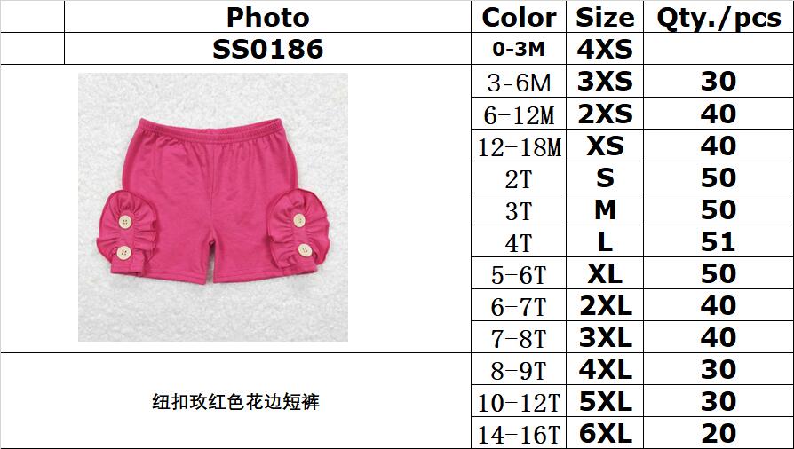 SS0186 Button rose red lace shorts