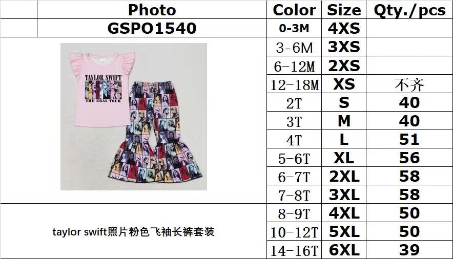 RTS NO MOQ GSPO1540 Taylor Swift photo pink flying sleeve trouser suit
