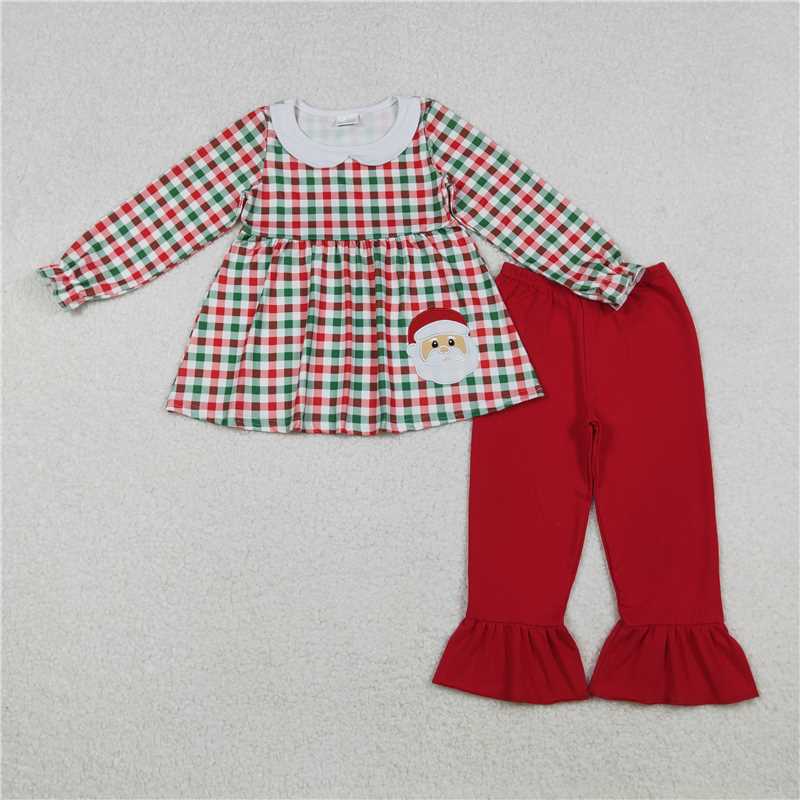 RTS NO MOQ(In Stock) GLP2530 Embroidered Christmas Long Sleeve Pants Set
