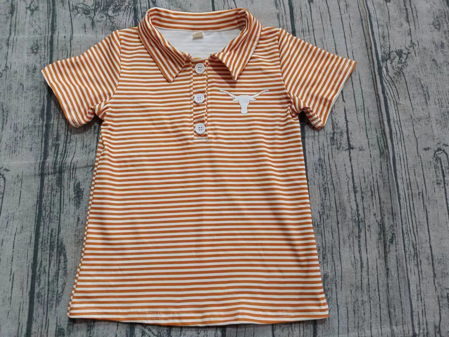 Custom moq 8 eta 6-8weeks baby boy clothes team orange striped short sleeve shirt-25.9.26