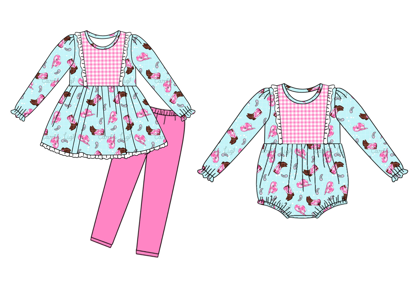 25.9.1 custom each style moq 5eta 4-6week Sibling Sisters boot baby girl clothes long sleeve pants sets and romper match family design