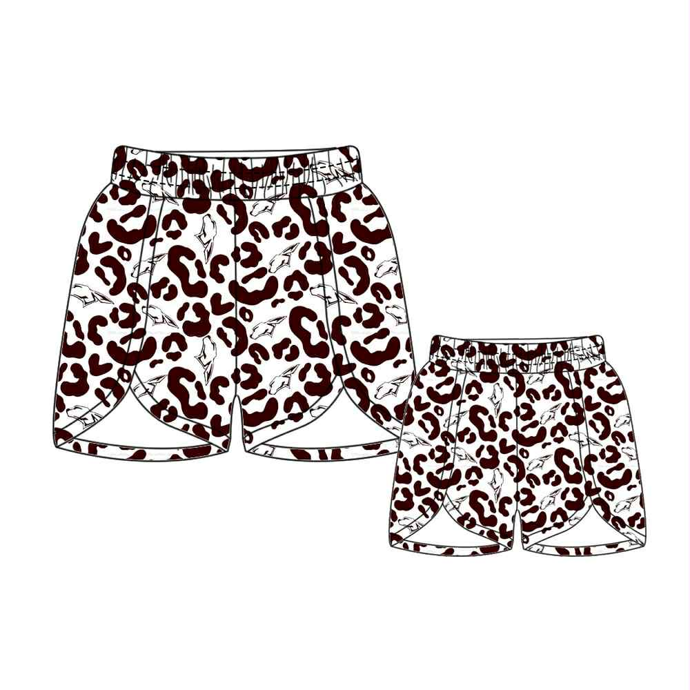PRE ORDER Deadline July 30 custom no moq Children's boutique clothing Maroon Summer Leopard print shorts