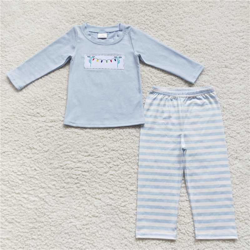 RTS NO MOQ(In Stock) BLP0291 Baby Boys embroidery Top Pants Outfits Sets