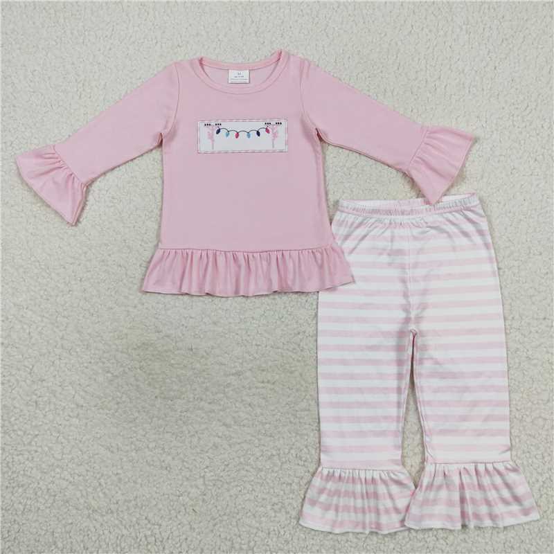 RTS NO MOQ(In Stock) GLP0694 Baby girl Toddler embroidery Shirts Pants Clothes Sets