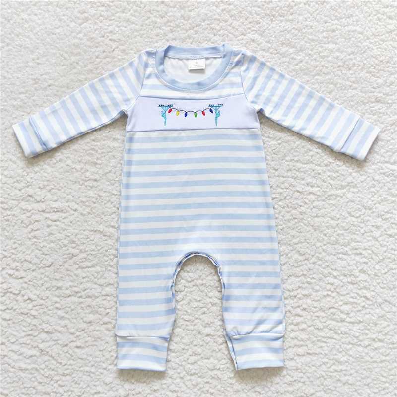 RTS NO MOQ(In Stock) LR0583 Baby boy clothes long-sleeved bodysuit with embroidered