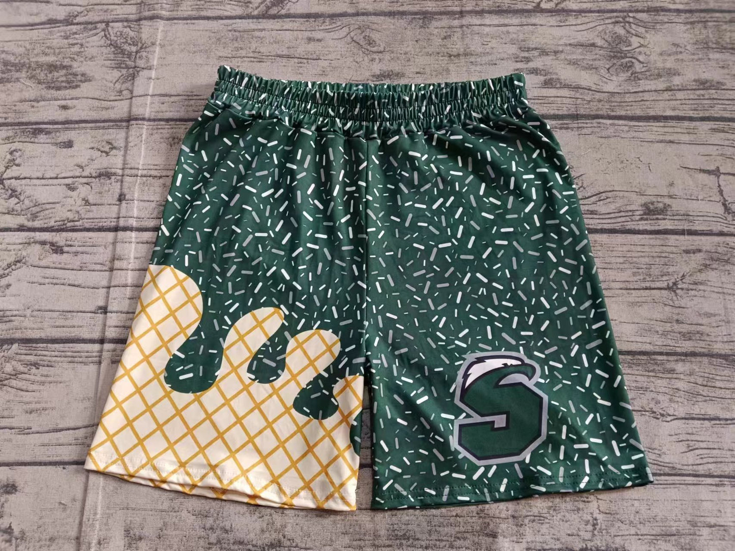 custom moq 3 eta 6-8weeks kids and adult Gold White Beach Summer green Shorts