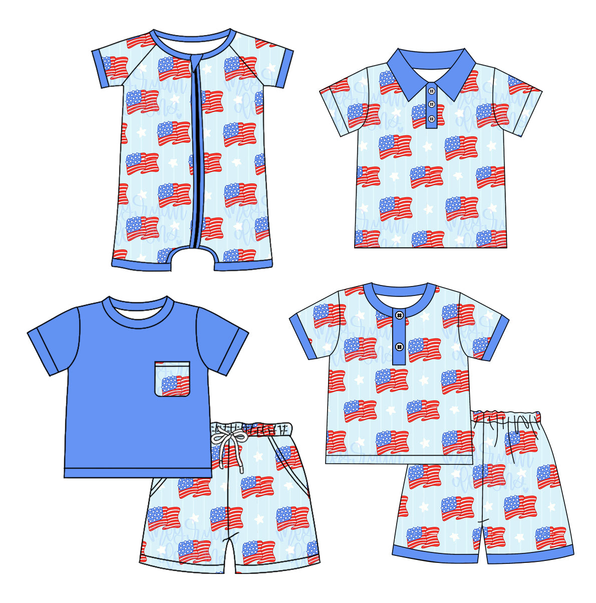 12.31 custom each style moq 5eta 4-6week Sibling Sister flag baby girl short sleeve shorts sets and sets 2 and top and romper match design
