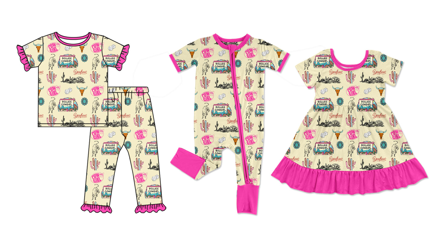 26.1.2 custom each style moq 5 eta 6-8week Sibling Sisters catcus baby girl short sleeve pants sets and dress and rompers match family design