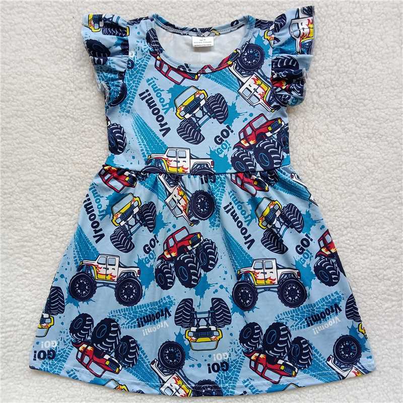 ATV blue flying sleeve dress 沙滩车蓝色飞袖裙