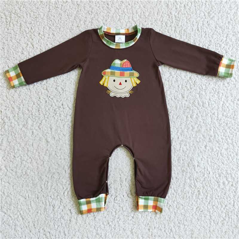 RTS NO MOQ(In Stock) LR0034 Baby boy clothes long-sleeved bodysuit with embroidered