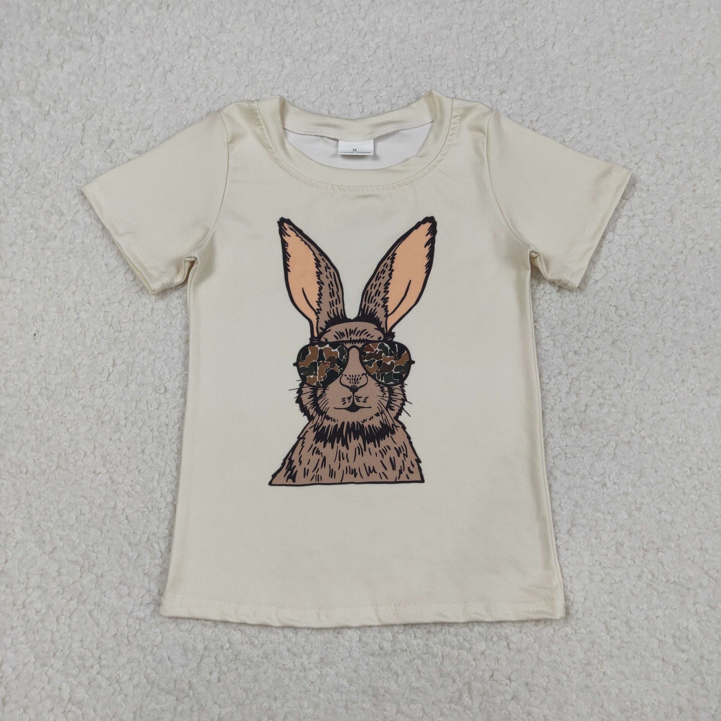 RTS NO MOQ(In Stock) Sunglasses Bunny Beige Short-Sleeve Top