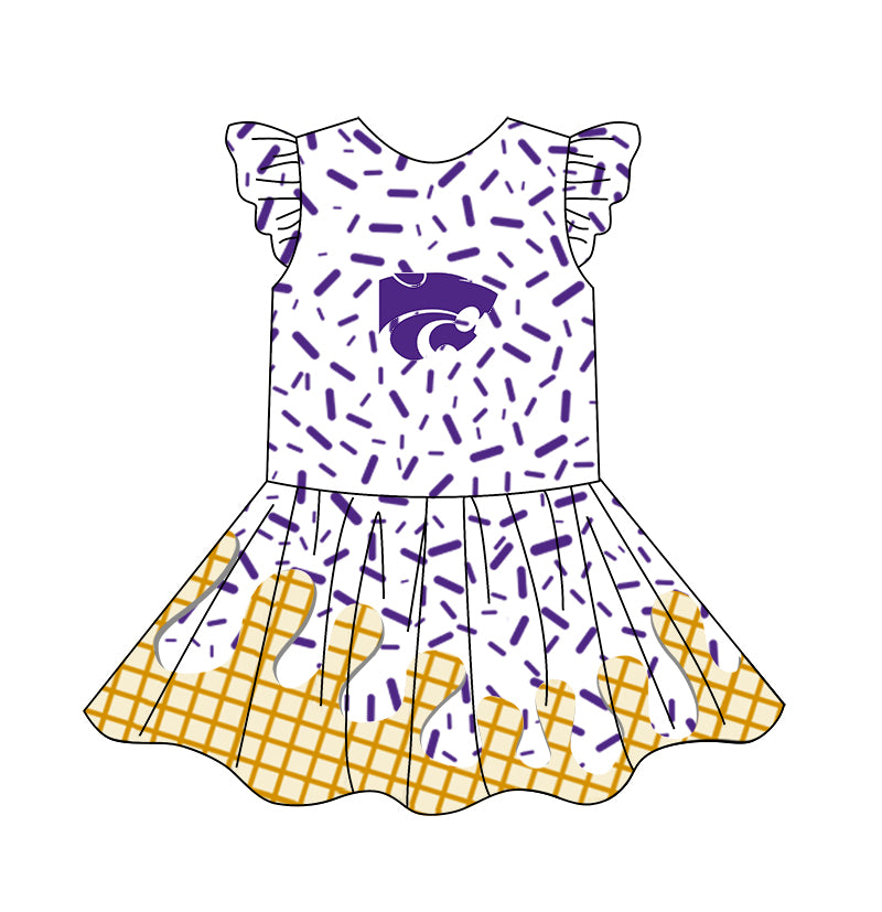 custom moq 3 eta 6-7weeks baby girls clothes team flying Sleeves Dress