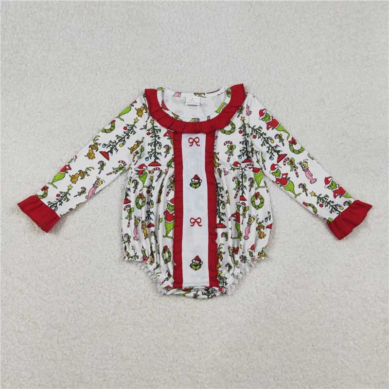 RTS NO MOQ Sibling Baby girls clothes Embroidery Christmas cartoon long-sleeved trousers suit & rompers