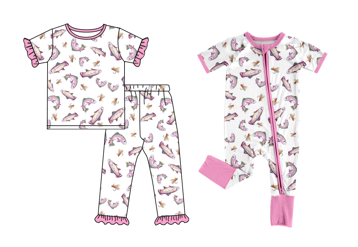 25.11.27 custom each style moq 5 eta 6-8week Sibling Sisters fishing baby girl clothes short sleeve pants sets and romper match family design