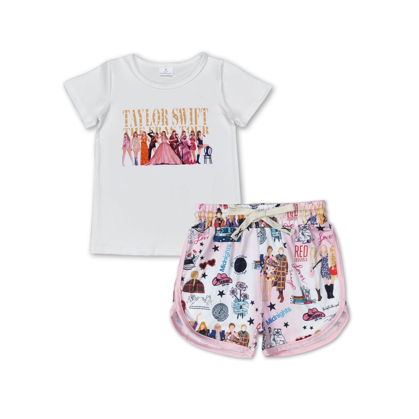 RTS NO MOQ GT0532+SS0255 baby girls clothes taylor swift short sleeve shorts sets