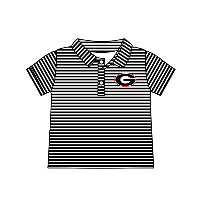 custom moq 3 eta 6-8weeks baby boy clothes team black striped short sleeve top-25.4.29