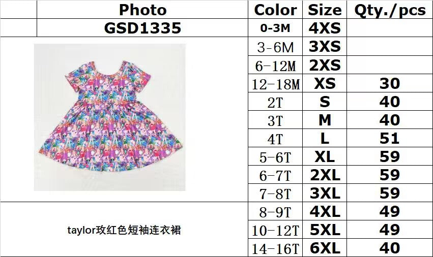 RTS no moq GSD1335 Taylor rose red short-sleeved dress