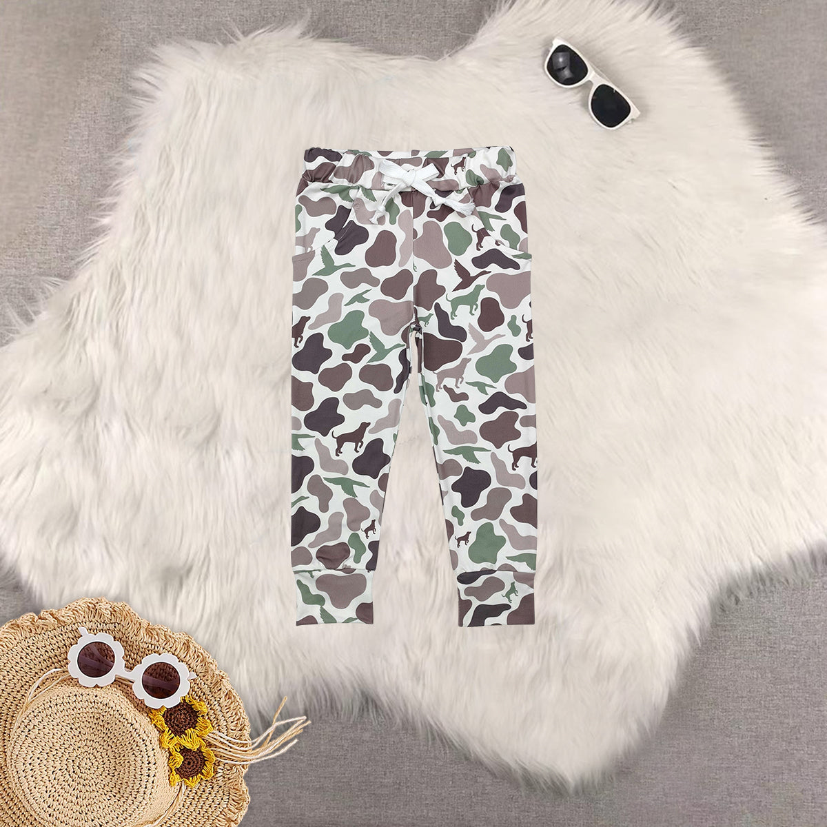 RTS NO MOQ Sibling baby boy clothes Camouflage drawstring trousers