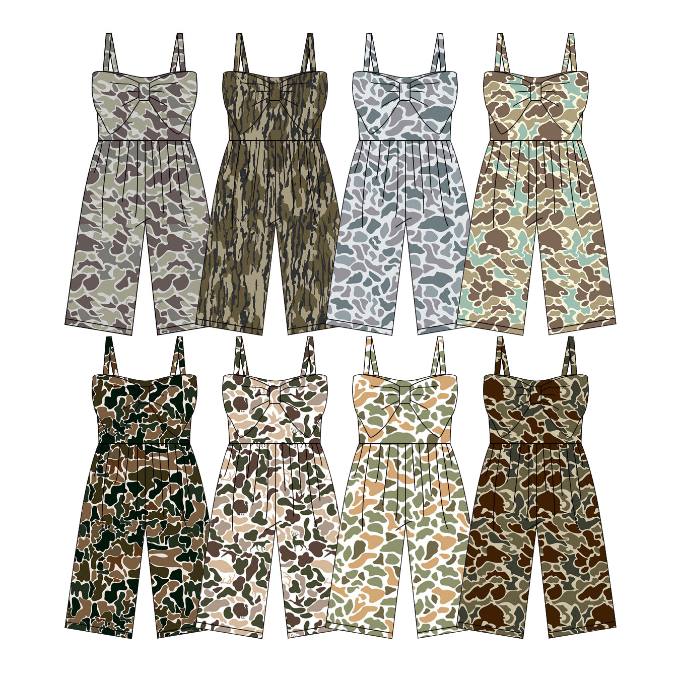 25.11.25 custom each style moq 5 eta 6-8week Sibling Sisters camouflage baby girl clothes suspender jumpsuit 8 match family design
