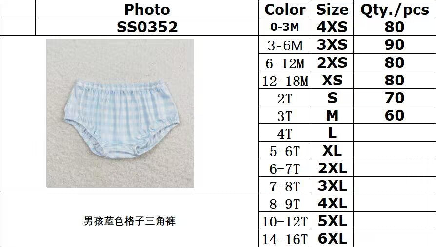 RTS no moq SS0352 Boys blue plaid briefs