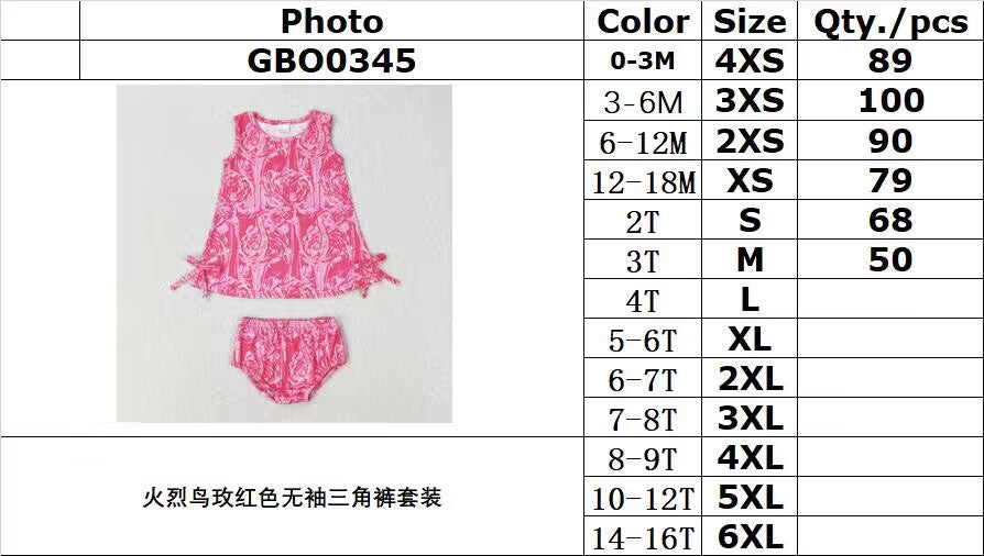 RTS no moq GBO0345 Flamingo Rose Red Sleeveless Briefs Set