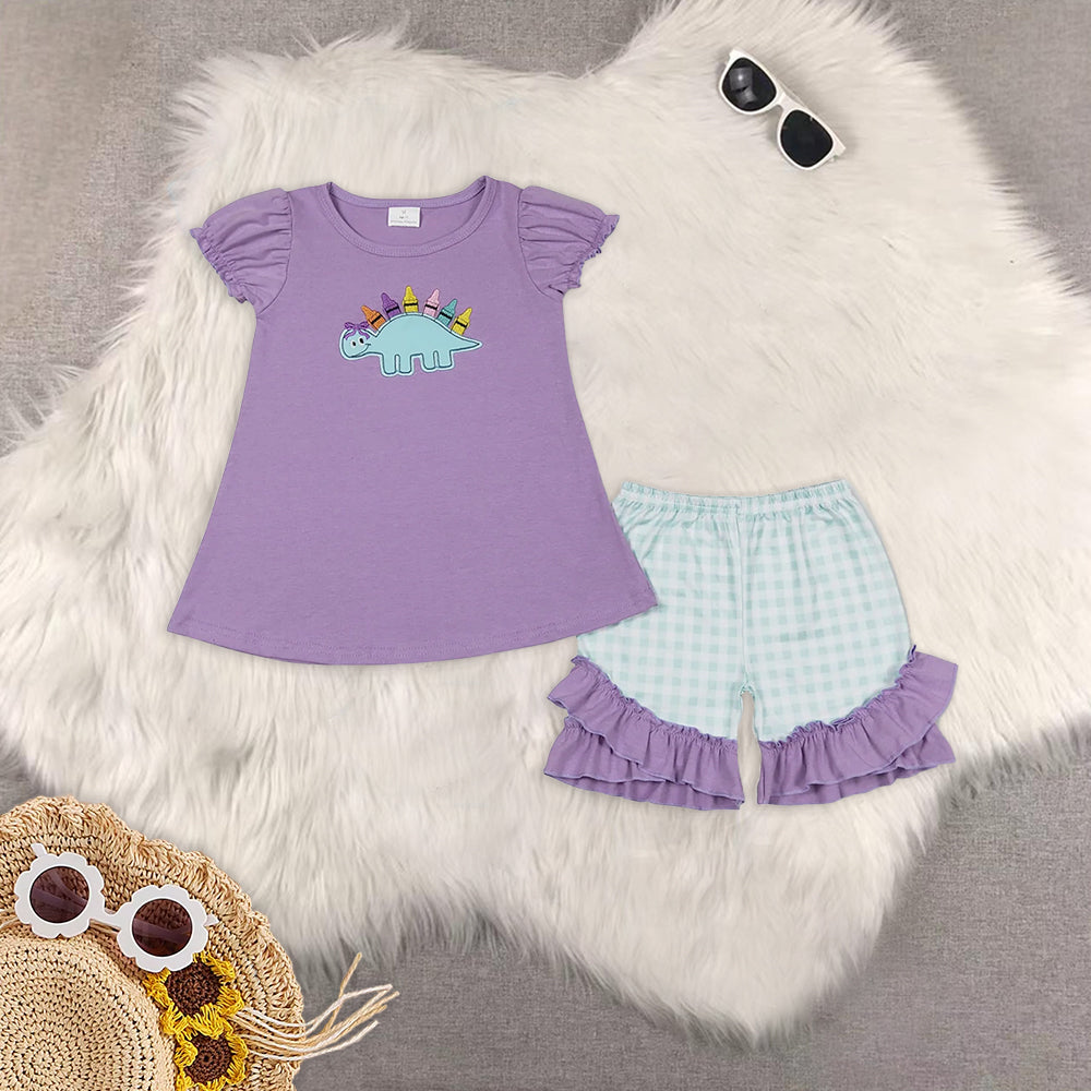 RTS NO MOQ Embroidery short-sleeved shorts suit & short-sleeved sets