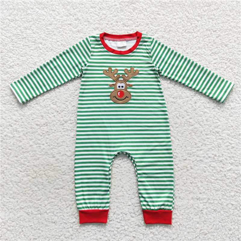 RTS NO MOQ(In Stock ) LR0338 Embroidered Christmas long-sleeved jumpsuit