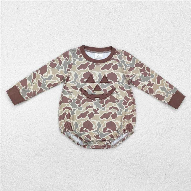 RTS NO MOQ(In Stock) LR1841 Baby boy clothes long-sleeved bodysuit with Halloween embroidered