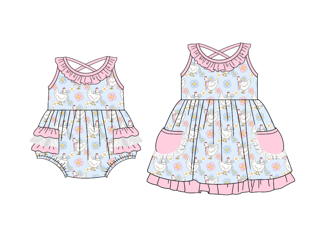 26.1.5 custom each style moq 5 eta 6-8week Sibling Sister baby short sleeve romper and dress match design