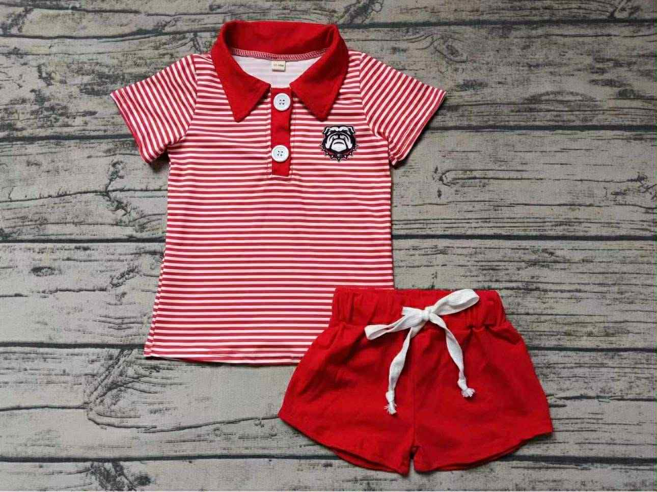 (PRE ORDER )Custom no moq Deadline September 31 Red striped short-sleeved shorts suit