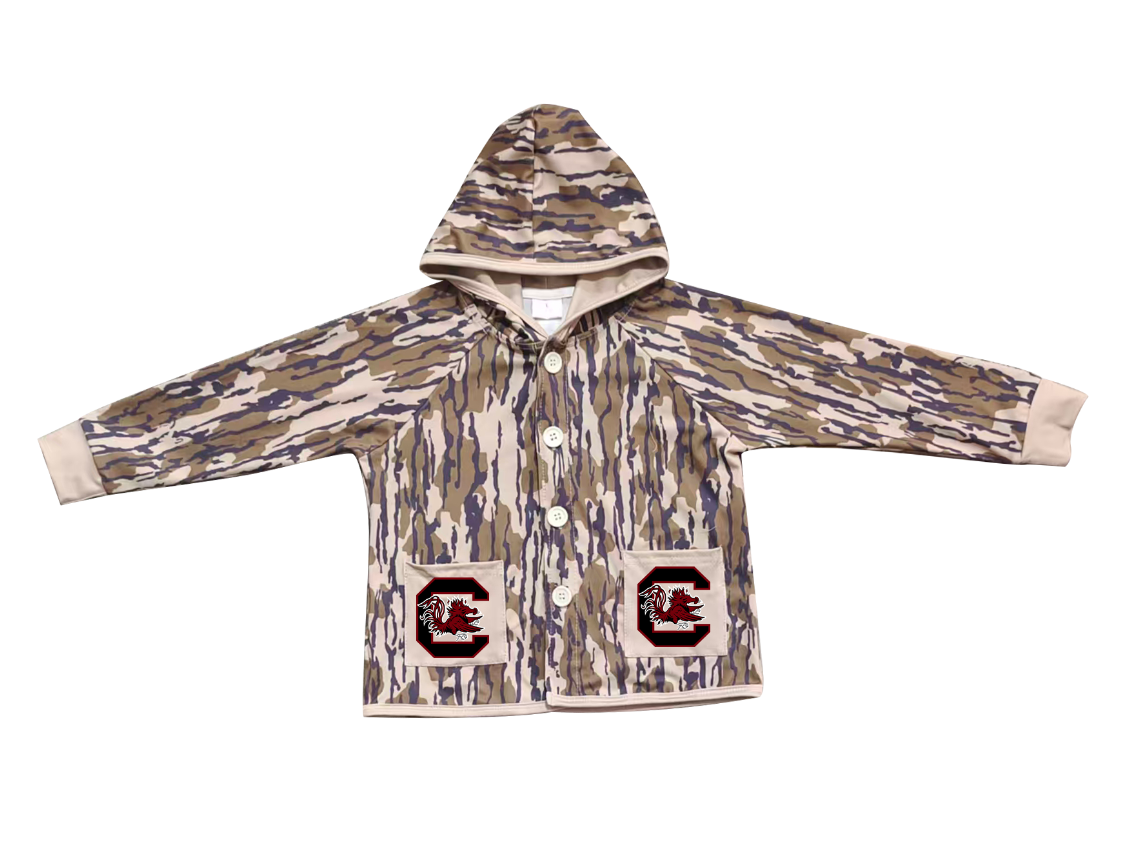 Custom moq 5 mix size milk silk baby boys clothes team summer camouflage button hooded long sleeve top-25.11.25