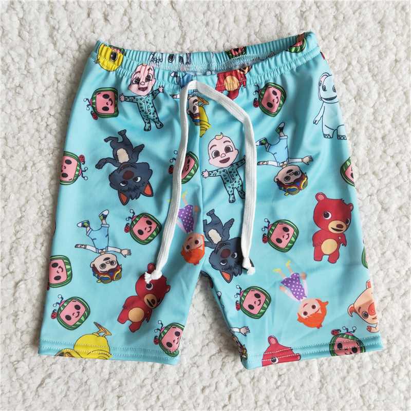 RTS NO MOQ ETA 5/7days Arrived RTS E8-16 cocomelon boys blue swimming trunks
