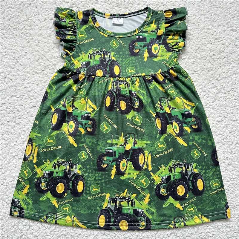 ATV dark green flying sleeve dress 沙滩车深绿色飞袖裙