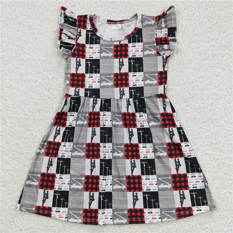 truck plaid flying sleeve dress 卡车格子飞袖裙