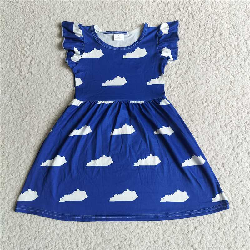 Baiyun dark blue flying sleeve dress 白云深蓝色飞袖裙