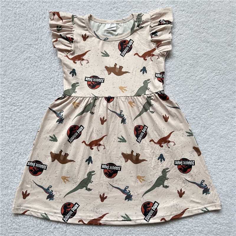 Alphabet Dinosaur Light Pink Flying Sleeve dress 字母恐龙淡粉色飞袖裙