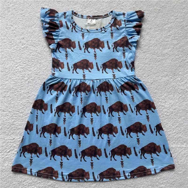 Brown yak blue flying sleeve dress 棕色牦牛蓝色飞袖裙