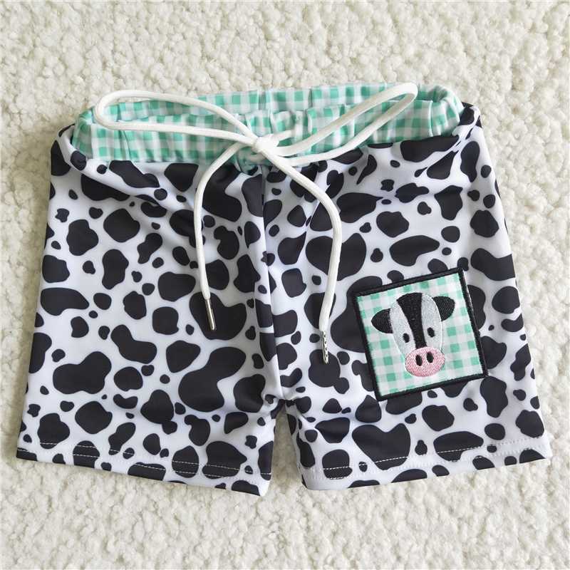 RTS D14-4 Boys Embroidered Bullhead and Leopard Print Swim Shorts