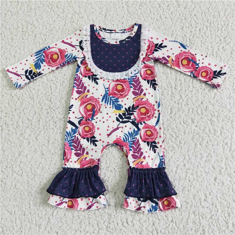RTS NO MOQ(In Stock) 6 A25-17 Floral Long Sleeve Bodysuit