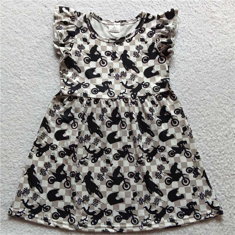 motorcycle plaid flying sleeve dress 摩托车格子飞袖裙