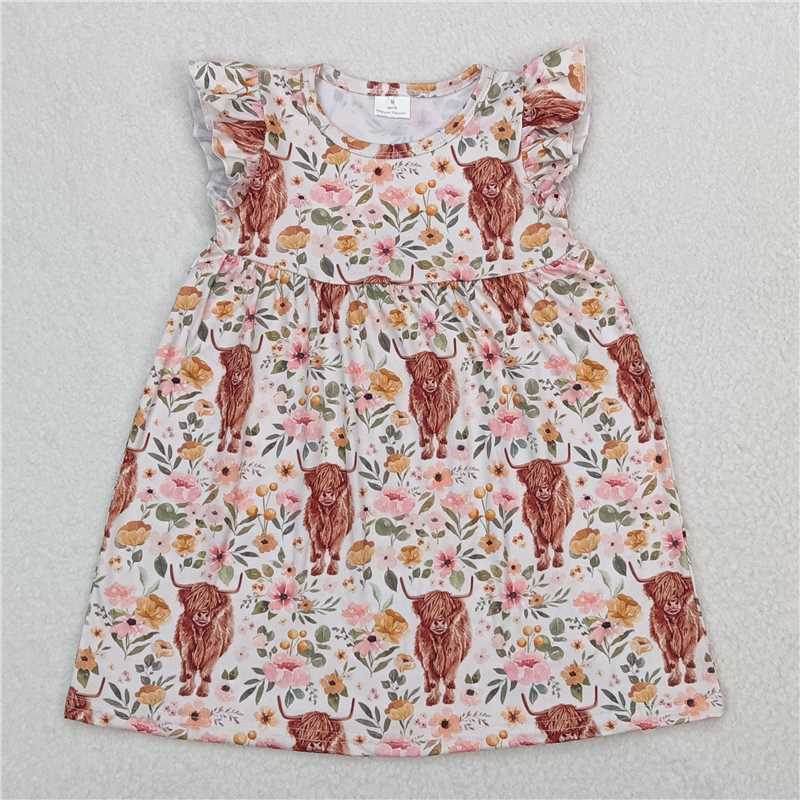 Yak pink floral flying sleeve dress 牦牛粉色花飞袖裙