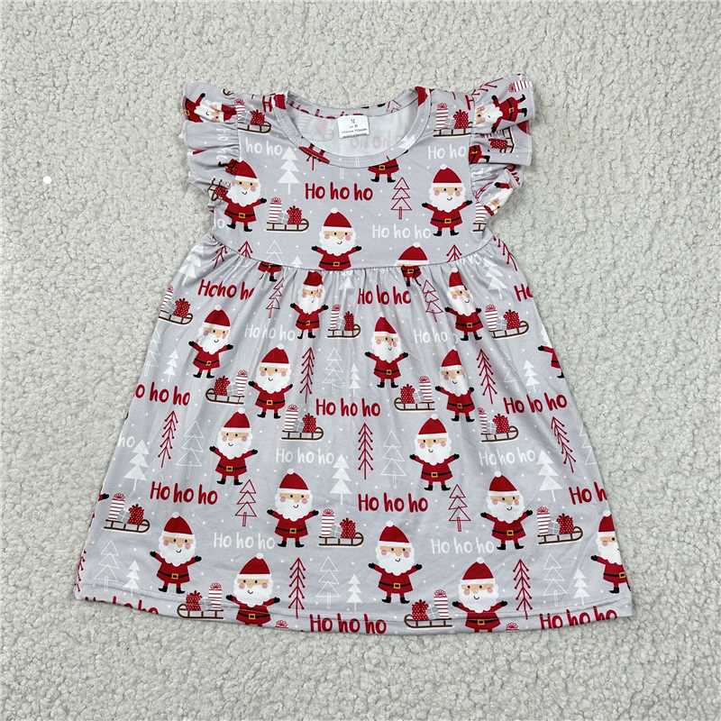 Red Santa Claus Gray Flying Sleeve Dress 红色圣诞老人灰色飞袖裙