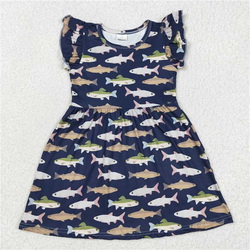 Yuer dark blue flying sleeve dress 鱼儿深蓝色飞袖裙